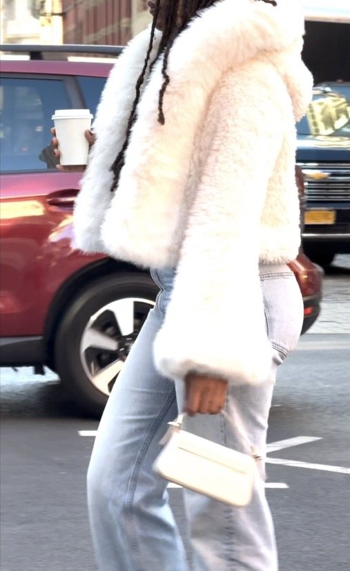 Kali White Cropped Vegan Fur Jacket With Hood