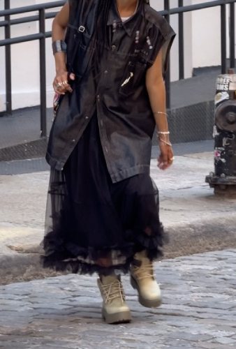 sheer ruffled tulle maxi skirt