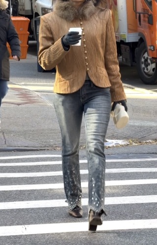 wood-inspired tailored coat