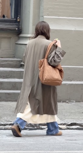 dark tan nylon trench